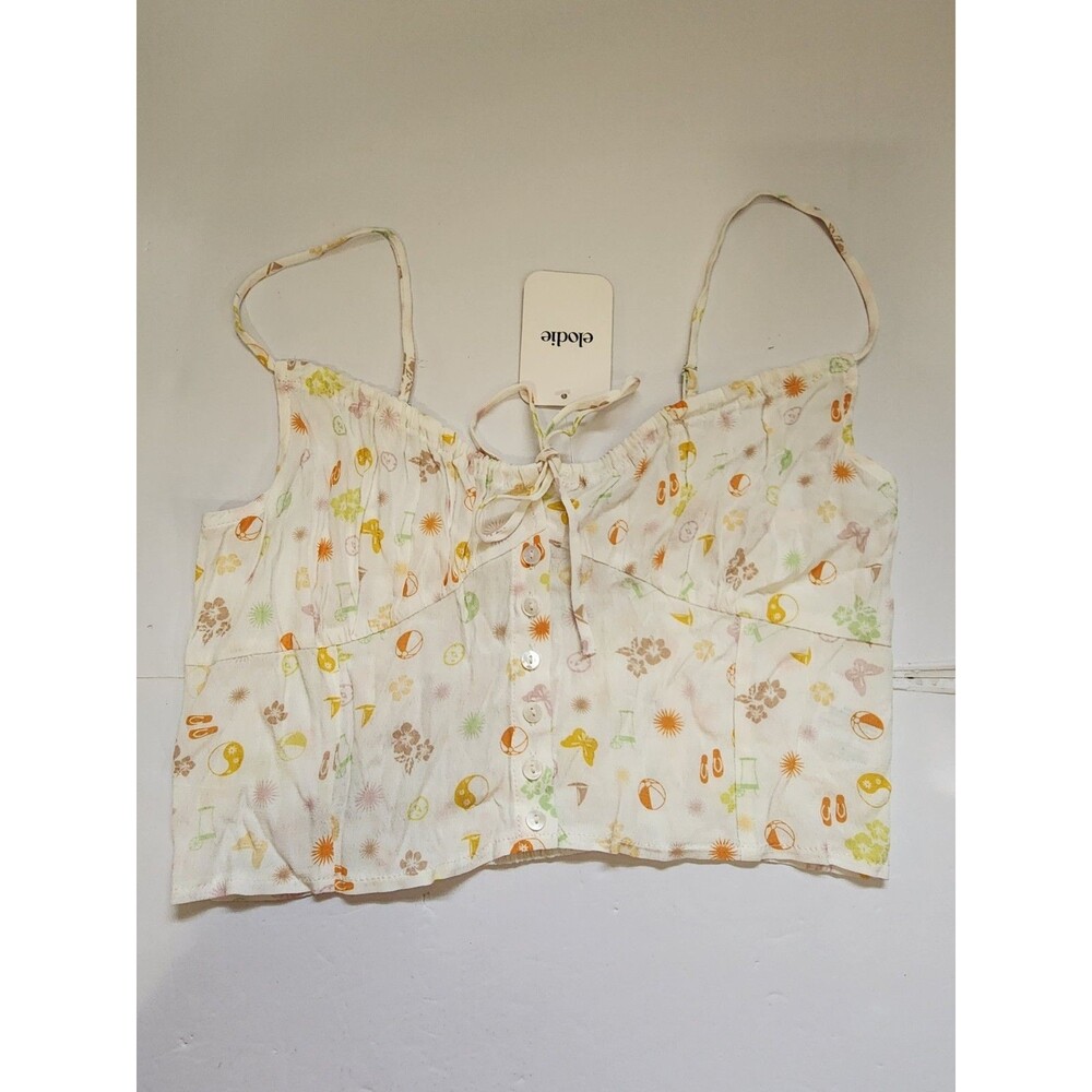 Elodie Daydream Crop Top Womens Large White Beach Prints Coquette Prairie Dainty